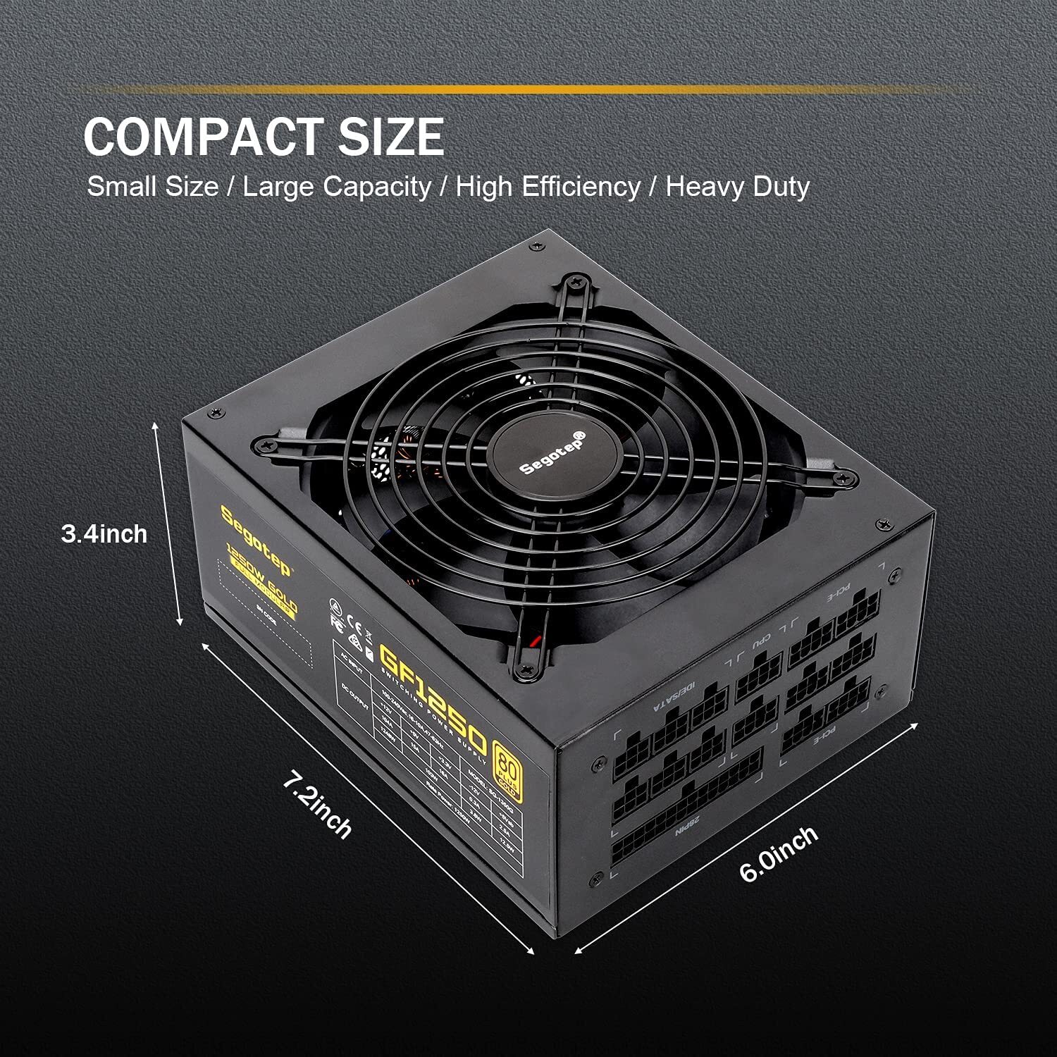 Segotep 1250W ATX Fully Modular Gaming Power Supply Unit 80+ Gold Certified PSU