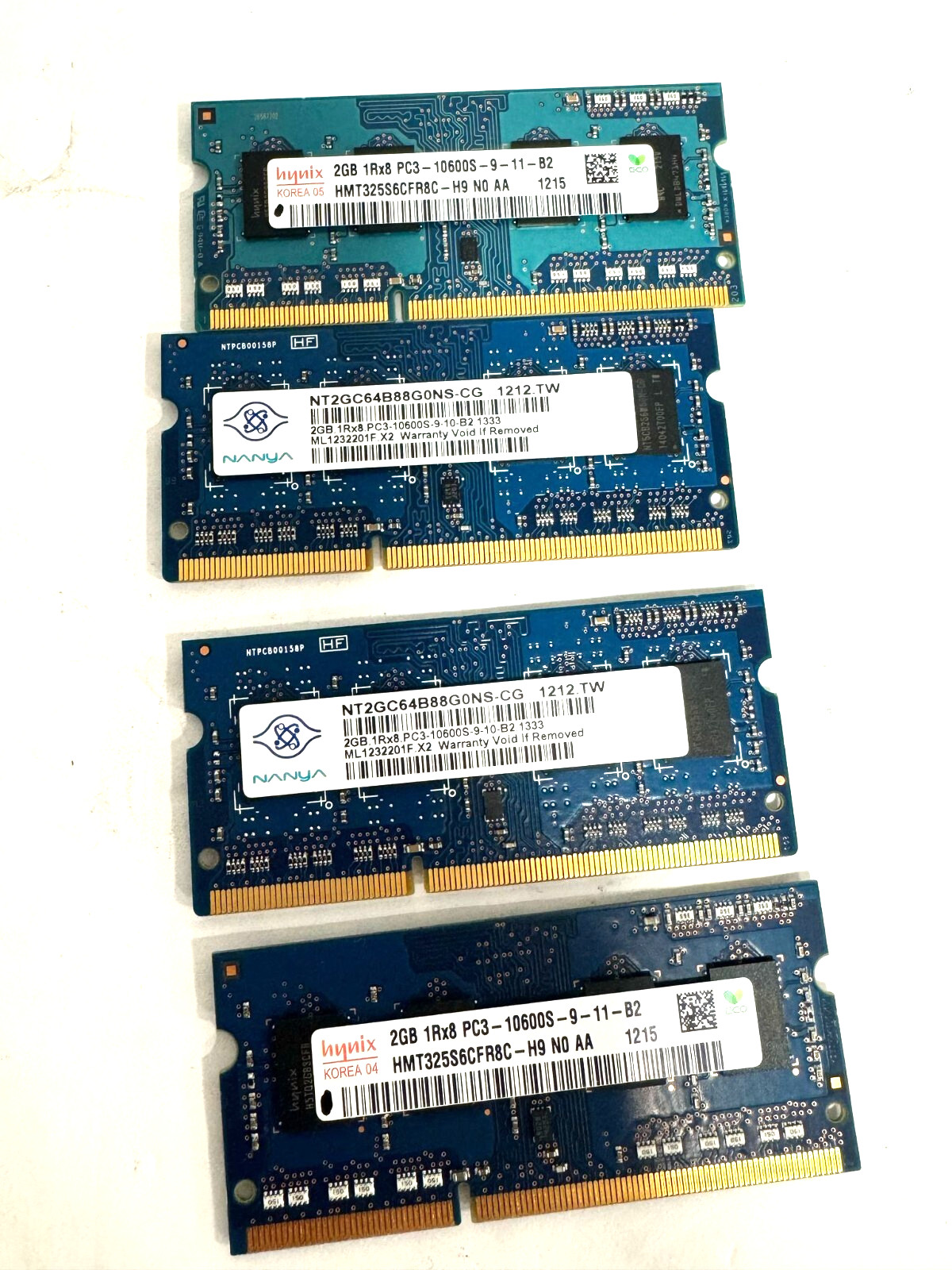 Mixed 8GB (2GB x 4) 1Rx8 PC3-10600S 1333MHz Laptop Memory RAM