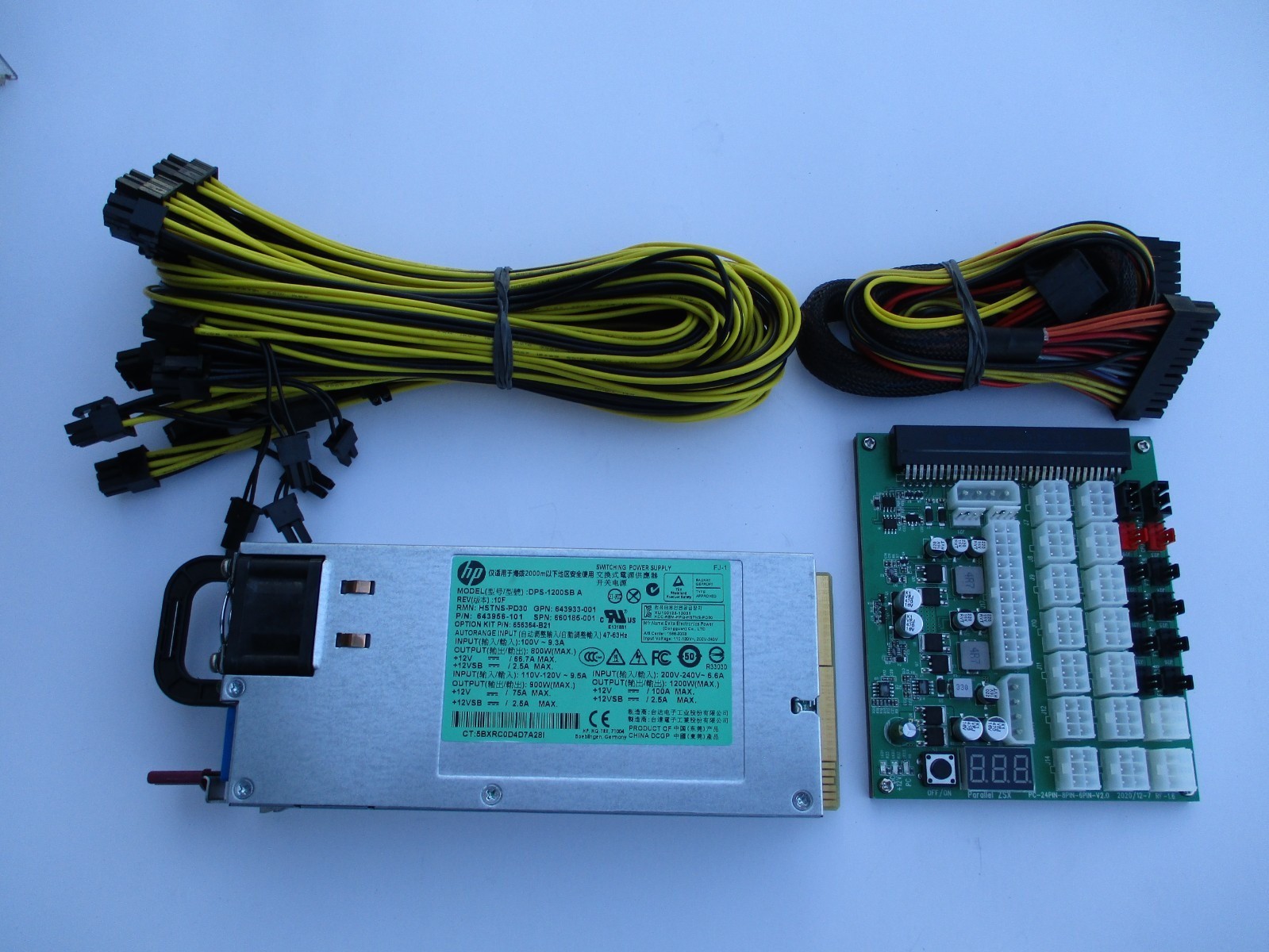 HP 1200 Watt Platinum All-In-One GPU Mining Rig Power Supply Kit ZSX (200-240V)