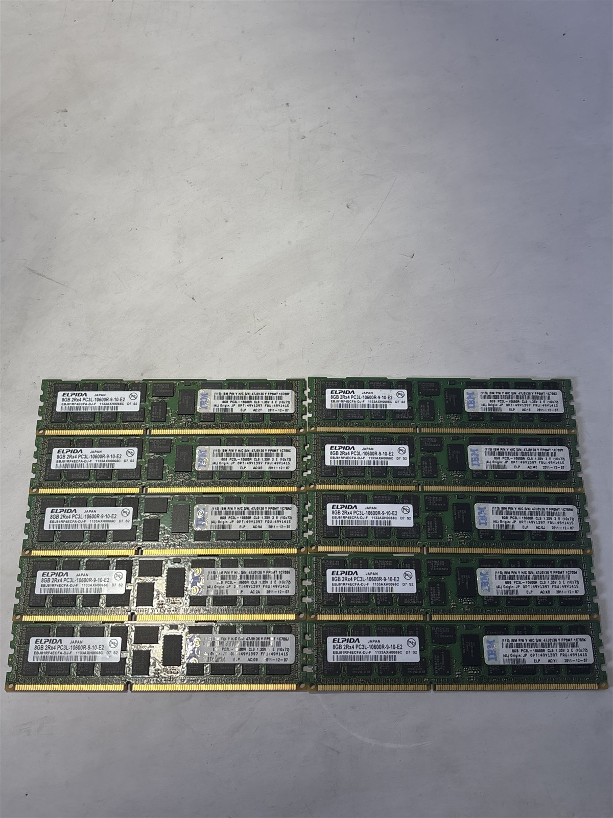 Elpida 80GB(8GBx10) 2Rx4 PC3L-10600R DDR3L-1333 Server RAM EBJ81RF4ECFA-DJ-F