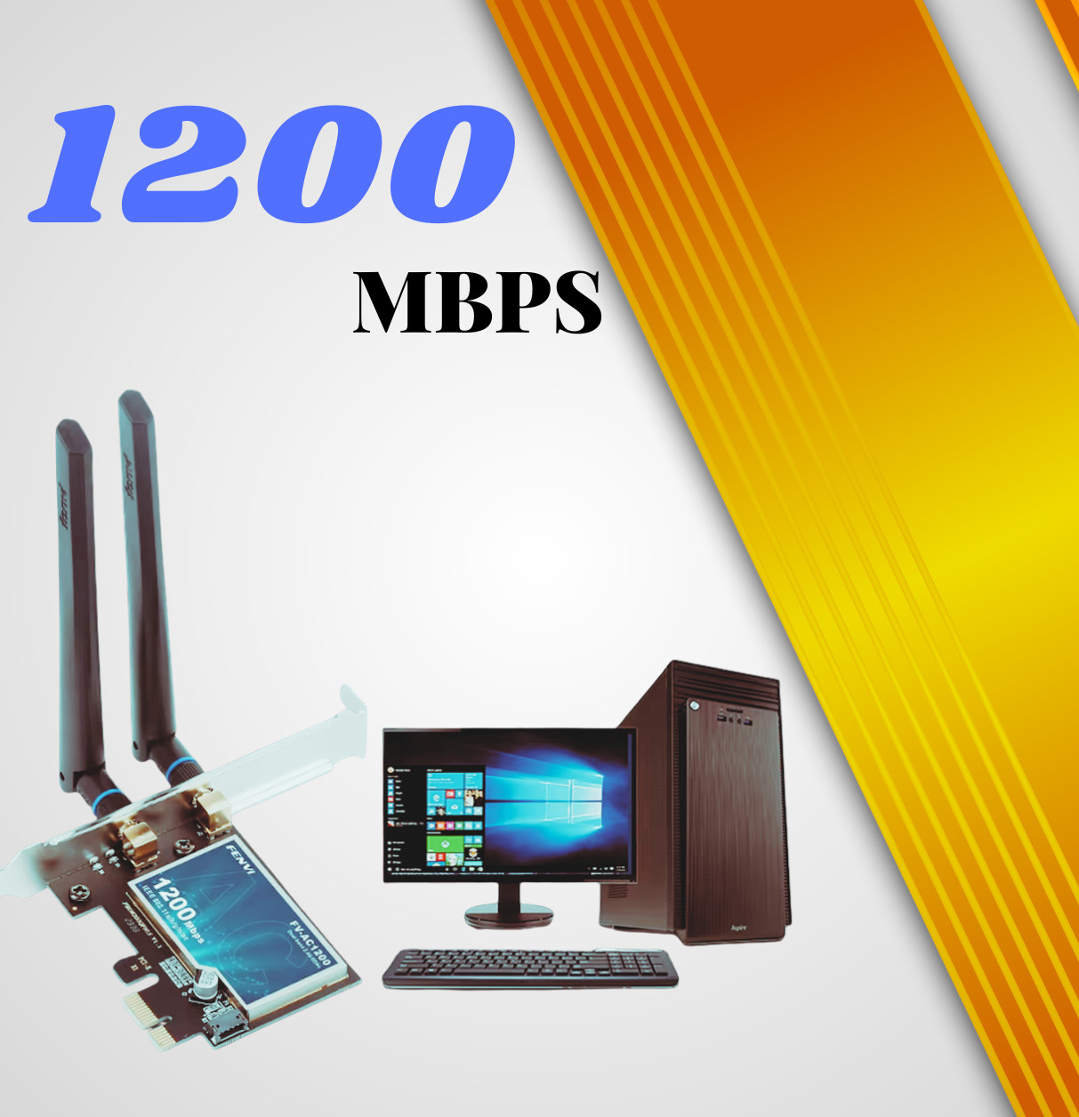 WiFi 1200Mbps Desktop PCIe Adapter 2.4G/5G Dual Band AX210 802.11AX PCI-E Card