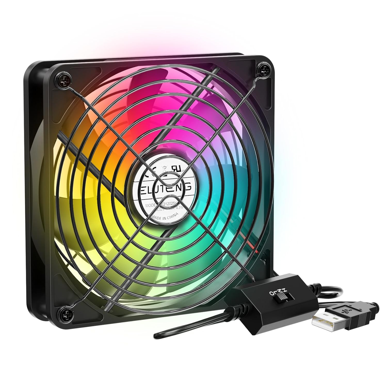 120mm USB Cooling Fan RGB 3 Speed 1100-1500rpm Hydraulic Bearing For PC PS5