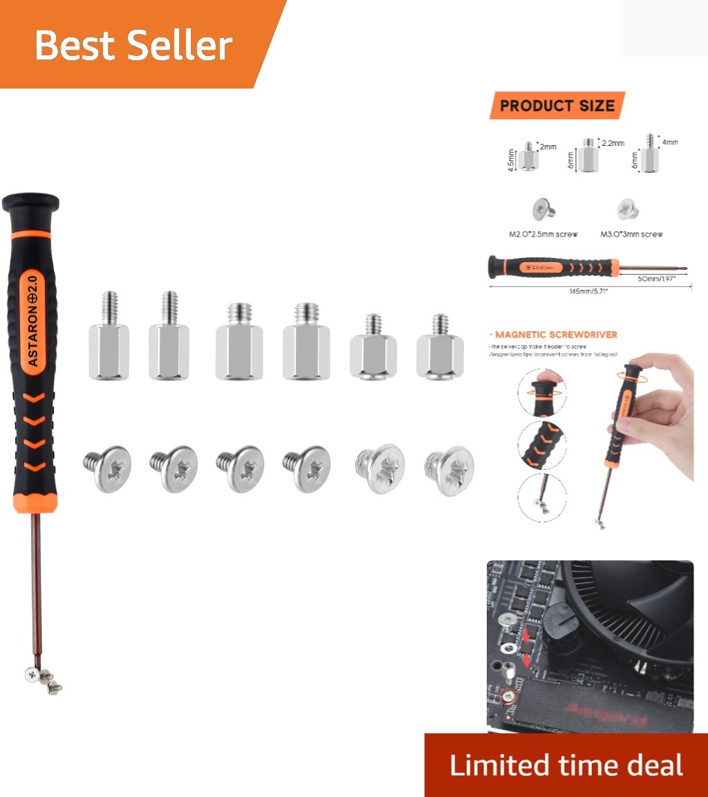 Universal M.2 Screw Kit – Flat Head NVMe Screws with Magnetic Driver Included