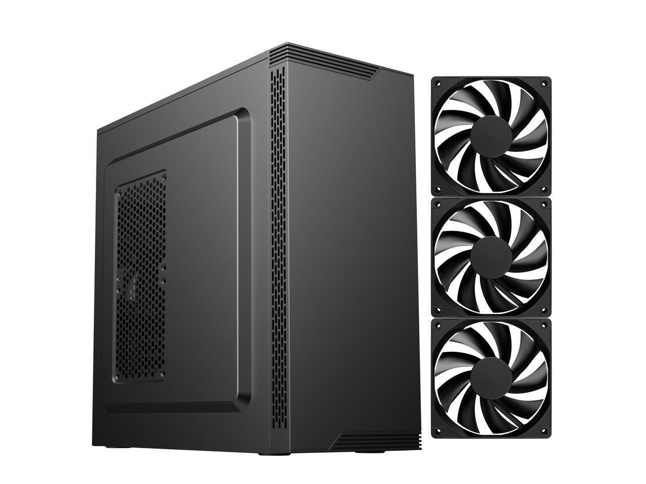DIYPC DIY-S05-BK Black USB3.0 Steel ATX Mid Tower Computer Case, 3 x120mm