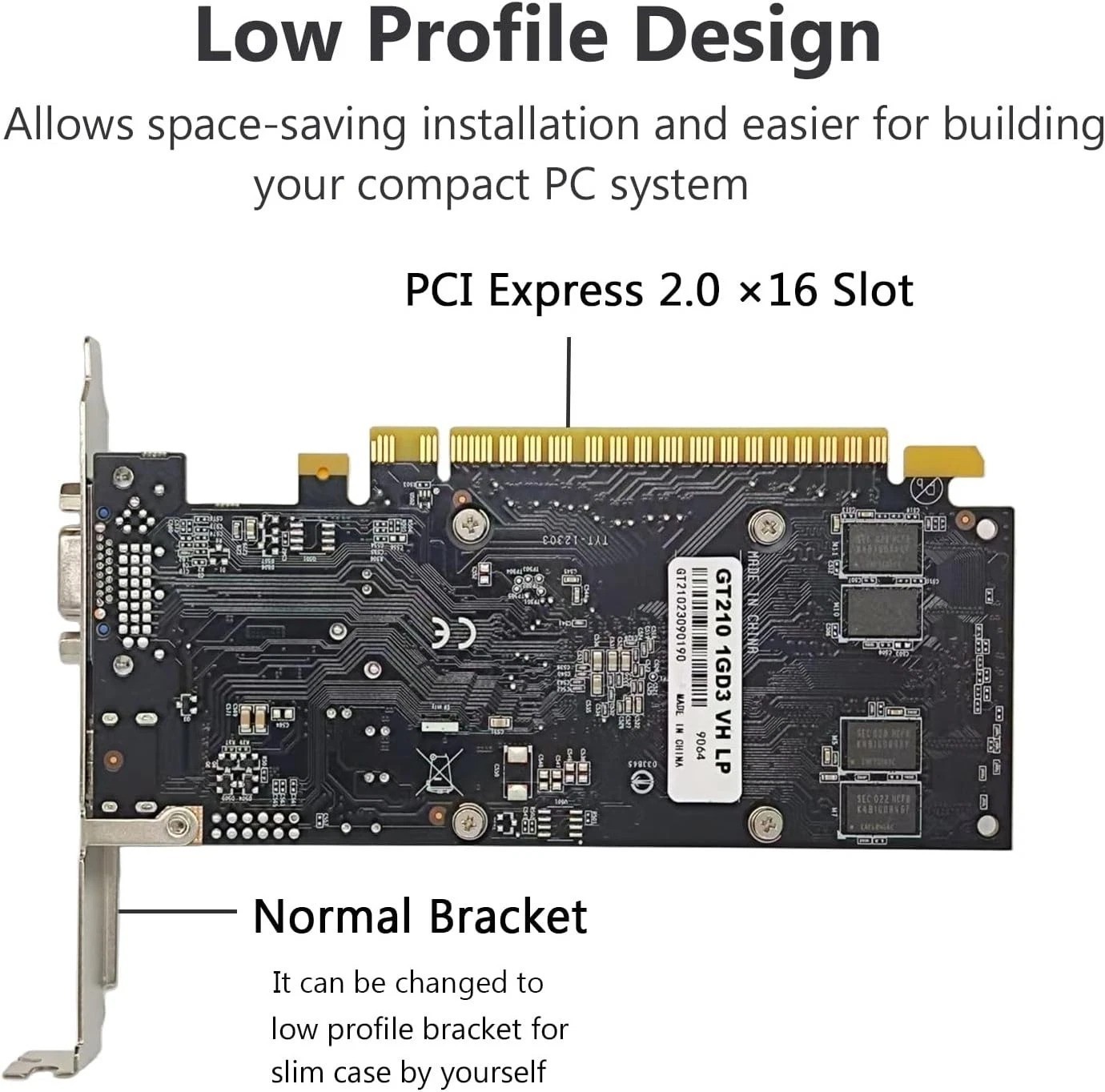 Low Profile Nvidia GeForce GT 210 GPU, 1024MB, PCI Express 2.0 – Easy Install