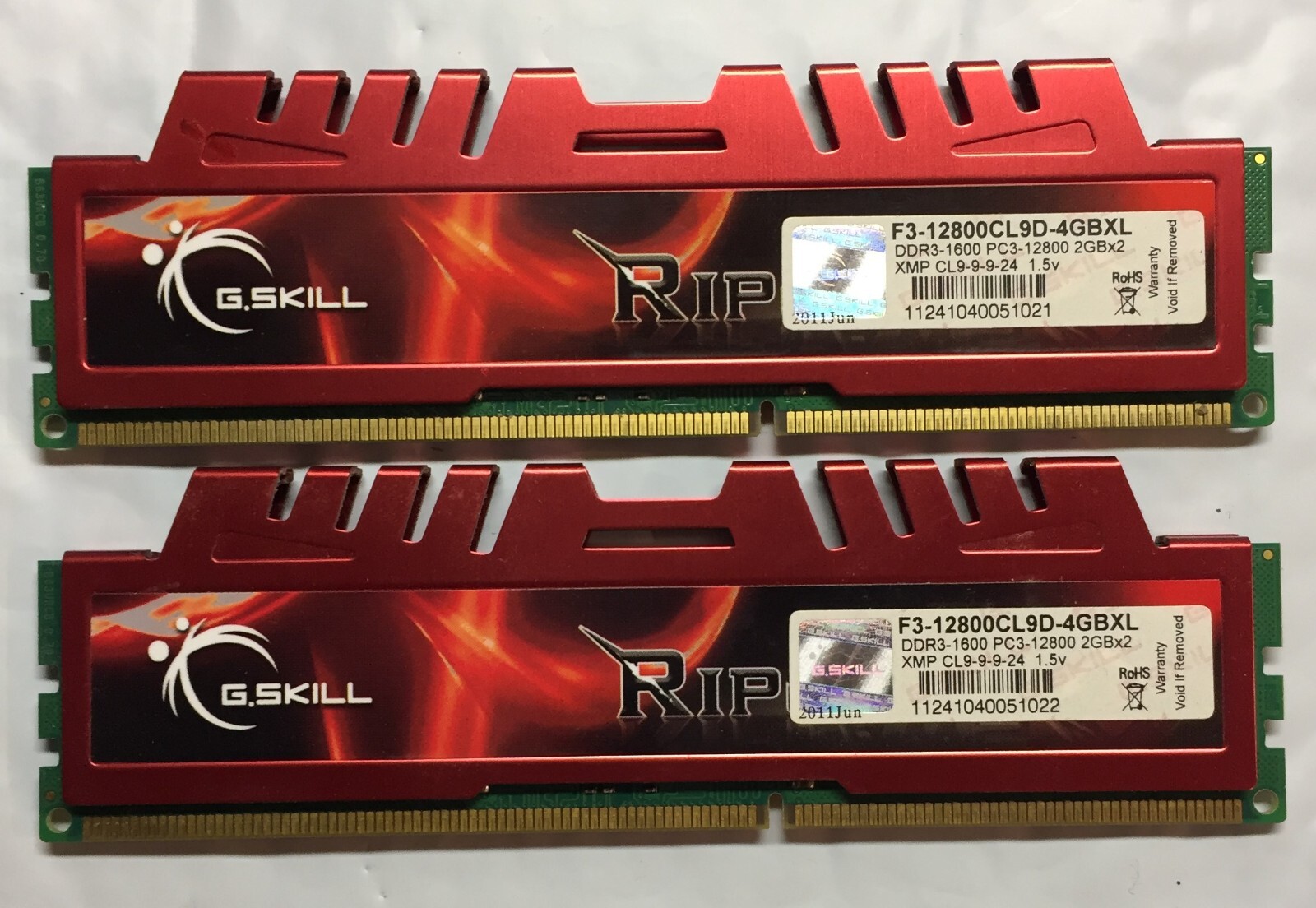 2GBx2 G.Skill RAM sticks DDR3 F3-12800CL9D-4GBRL 2x2Gb PC3-12800 1600 PC3-12800