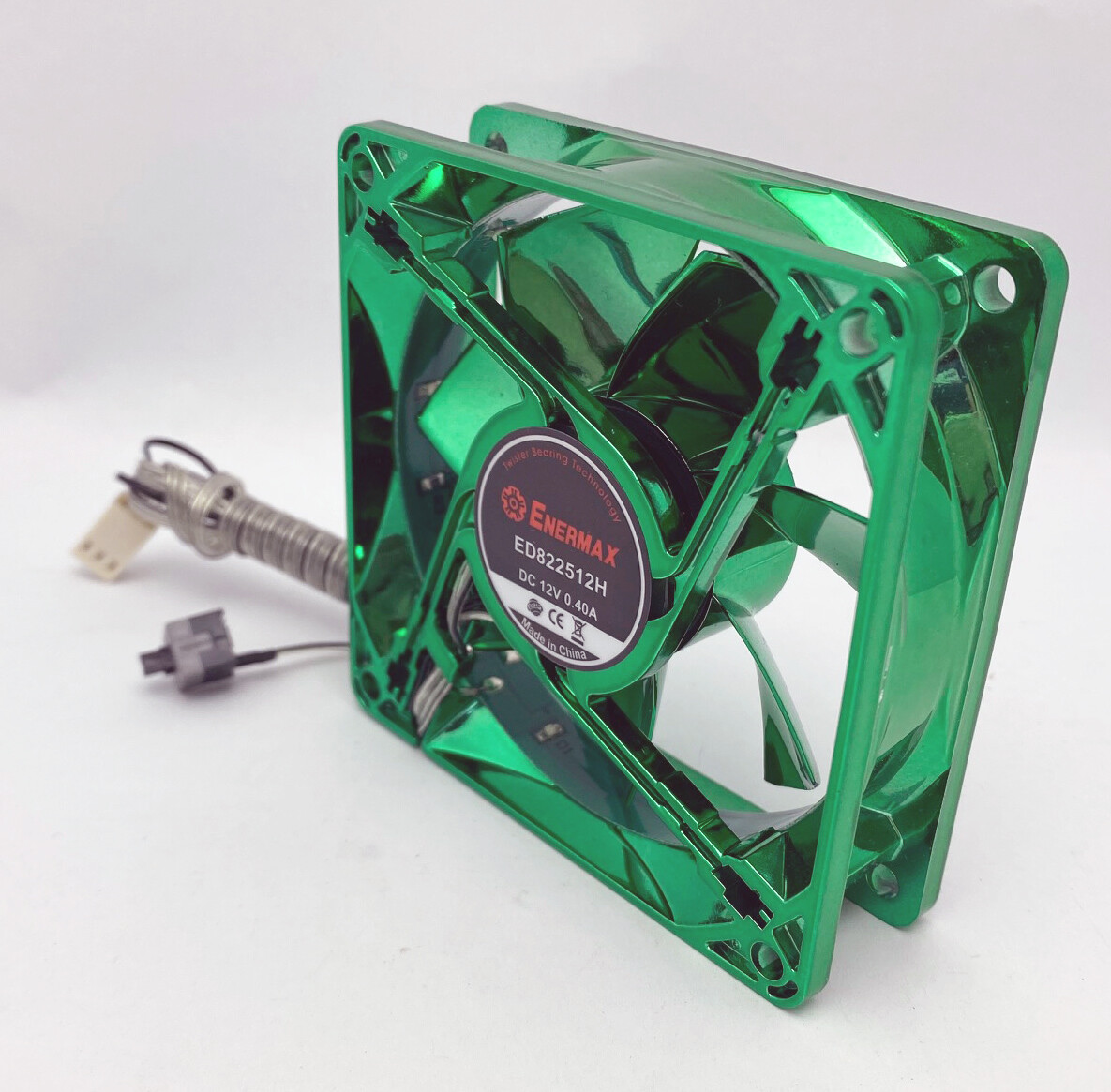 NEW Enermax 80mm x 25mm Green 3pin LED Smart Case Cooling Fan + Thermal Control
