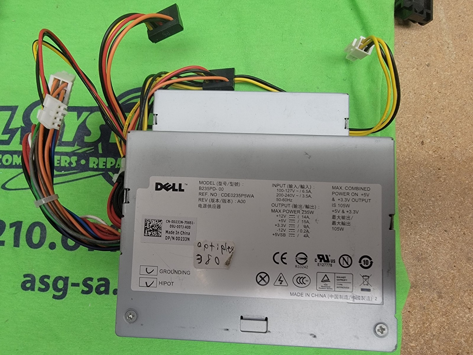 Dell OptiPlex 380 Power Supply 235W – B235PD-00 – D233N 0D233N