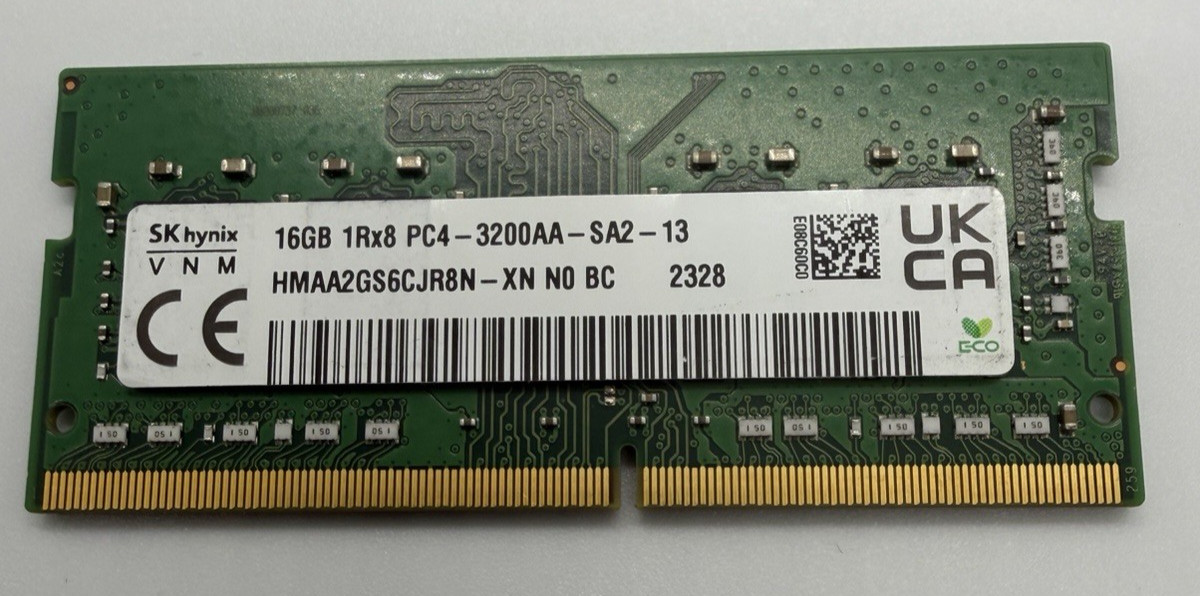 SK Hynix 16GB DDR4 3200MHz SODIMM PC4-3200AA-SA2-13 1Rx8 Laptop RAM