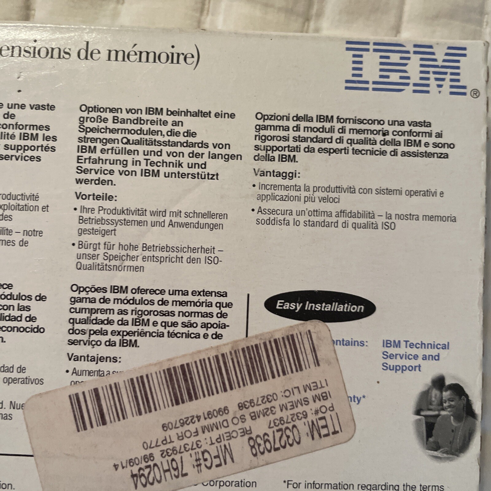 IBM 76H0294 Non-Parity SO DIMM Memory Upgrade 32MB 66MHz 3.3V SDRAM Sealed