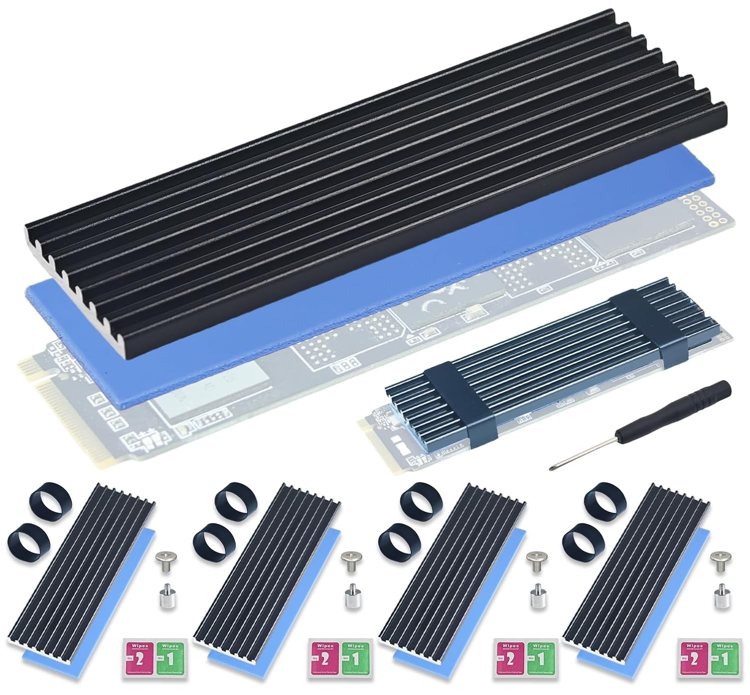 5 Pack SSD Heat Sink Cooler for 2280 SSD, nvme Heatsink with Thermal Silicone…