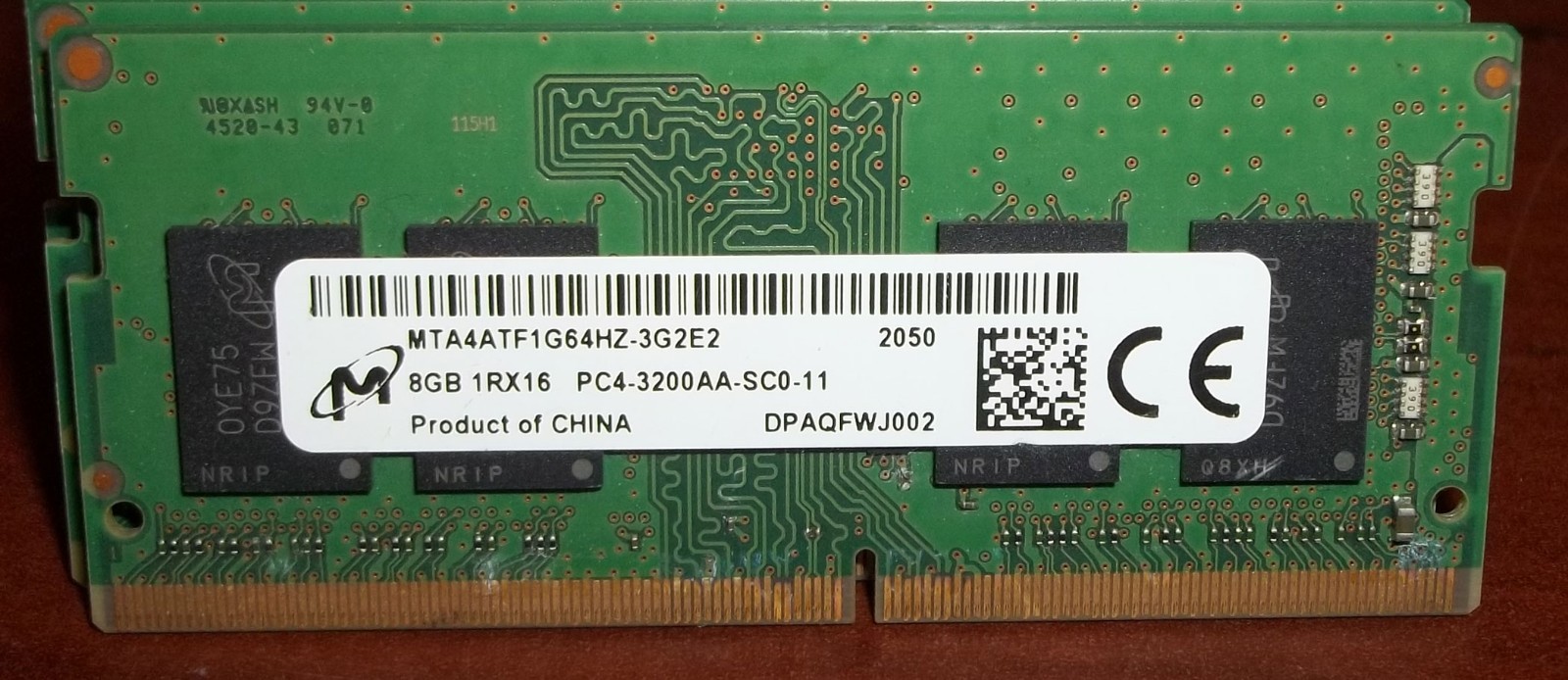 Micron MTA4ATF1G64HZ-3G2E2 8GB 1Rx16 PC4-3200AA-SC0-11 Laptop Memory