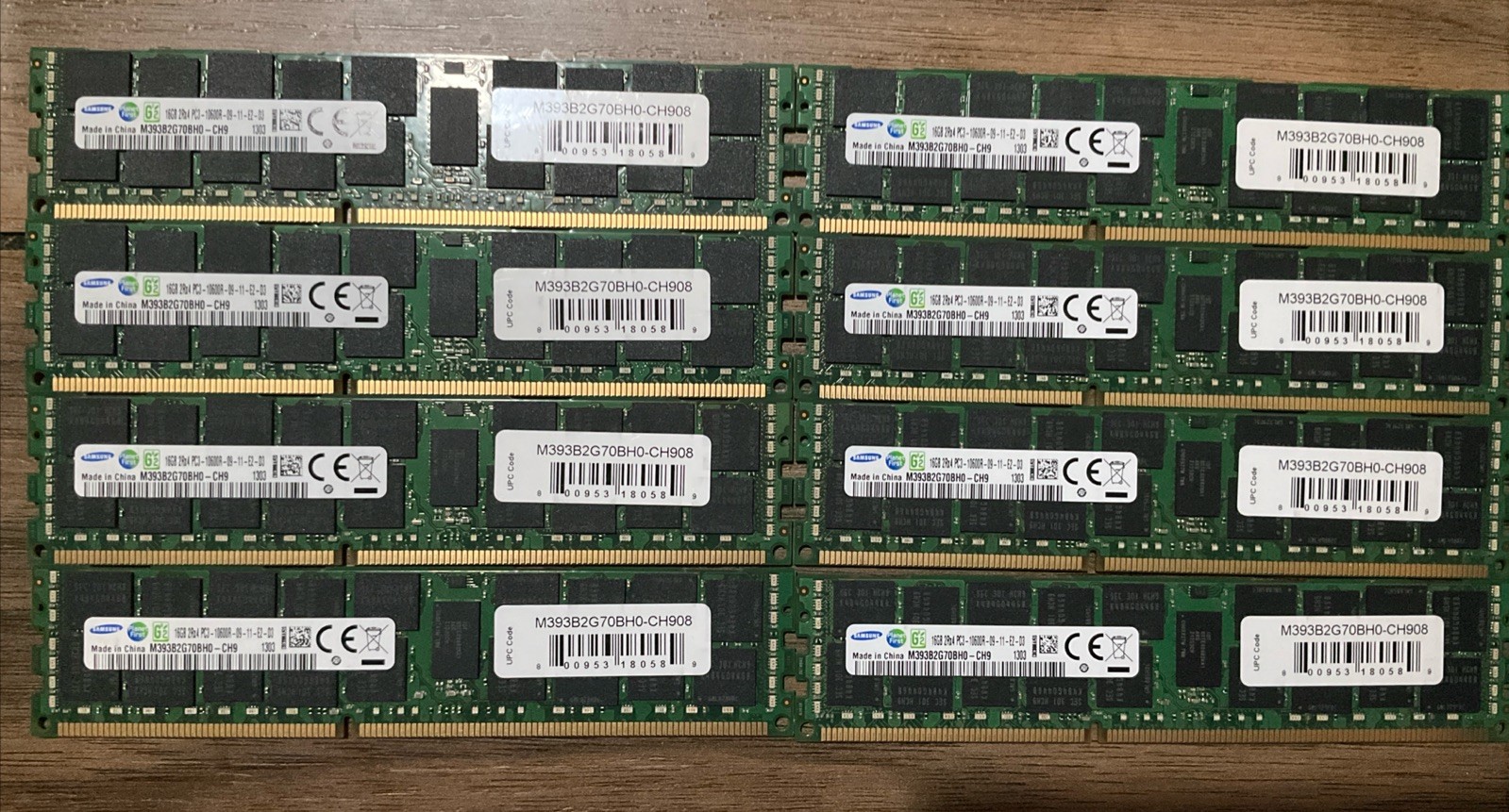 LOT OF 8 Samsung M393B2G70BH0-CH9 112GB (7x16GB) 2Rx4 PC3-10600R Server Memory