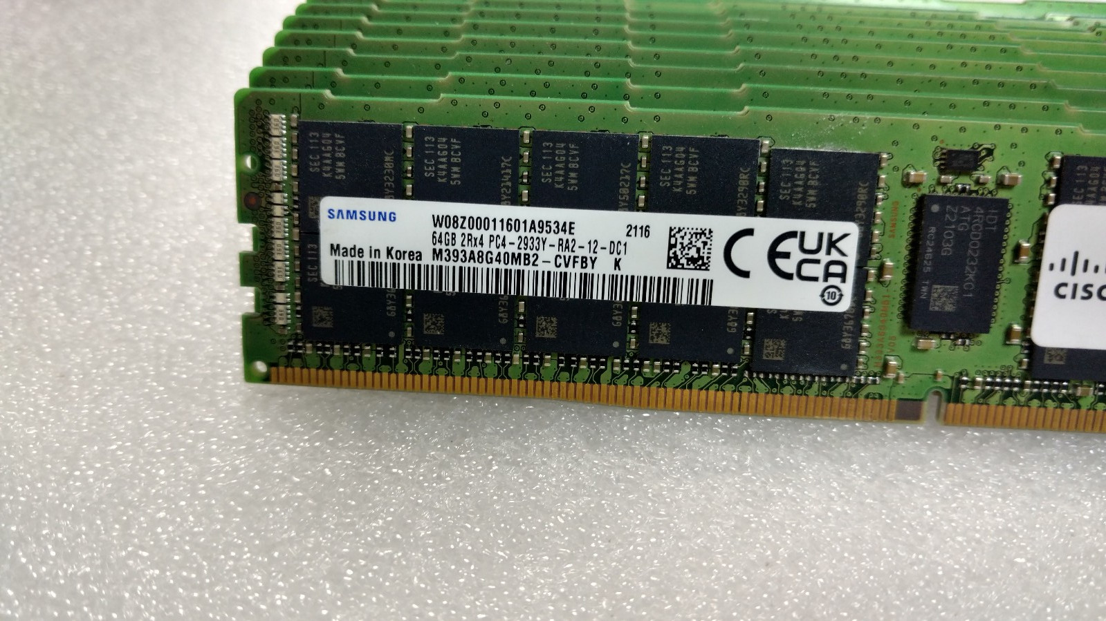 Lot of 12x Samsung (M393A8G40MB2-CVFBY) 64GB 2Rx4 PC4-2933Y Server Memory RAM