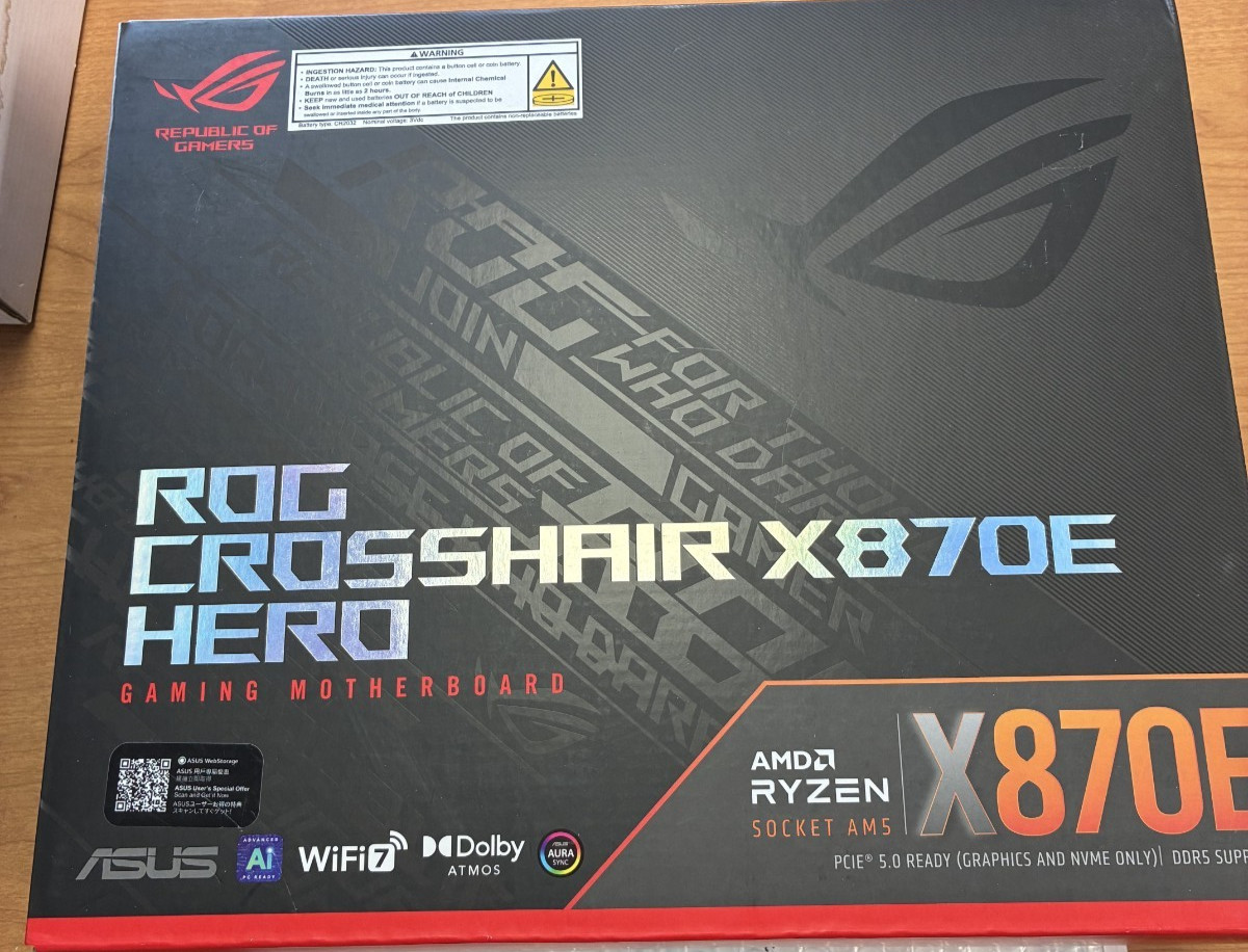 DEFECTIVE ASUS ROG CROSSHAIR X870E HERO AM5 AMD X870E WiFi 7 5G LAN Motherboa