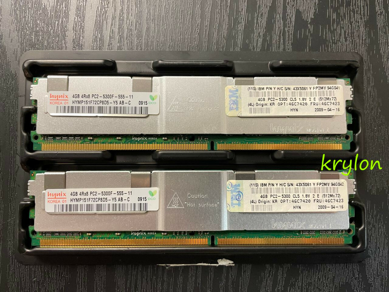 IBM hynix 8GB Kit (2x4GB) 4Rx8 PC2-5300F CL5 DDR2 FBDIMM SERVER RAM Memory Kit