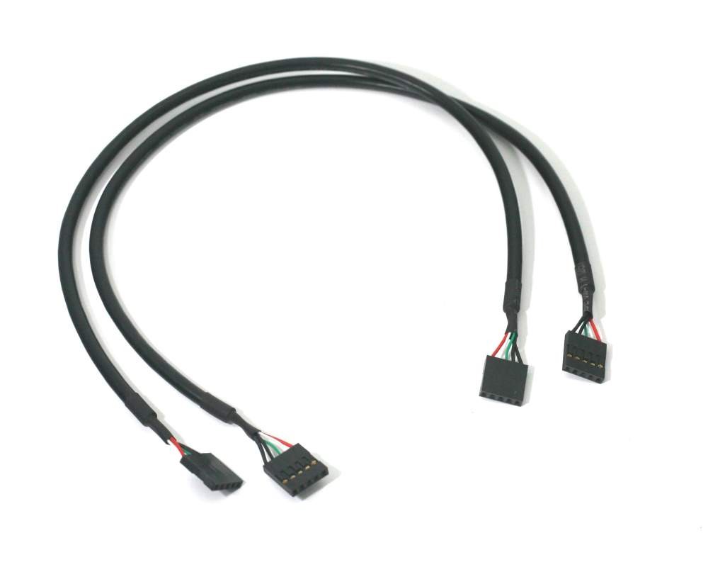 USB Header Cable 5-Pin 1×5 Case to Mainboard 16 inch Black (2-PACK)