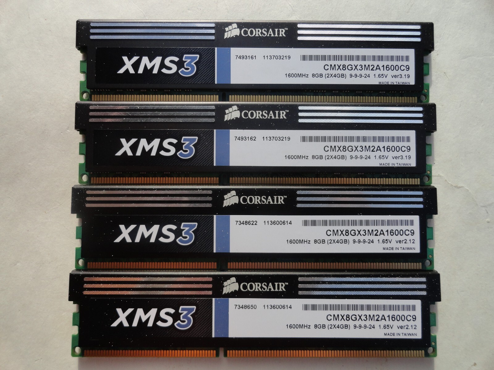 16GB Corsiar XMS3 4x4GB DDR3-1600 CMX8GX3M2A1600C9 Gaming:Desktop PC RAM Memory