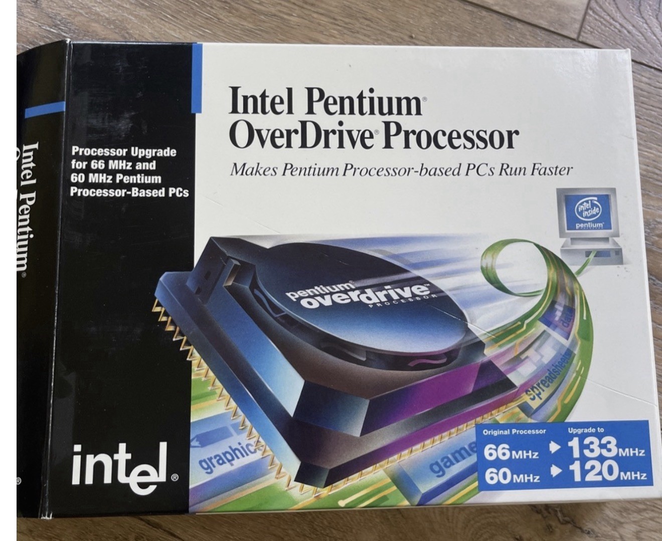 BOX INTEL PENTIUM 133 OVERDRIVE CPU UPGRADE podp5v133 SU082 socket 4 273 pins