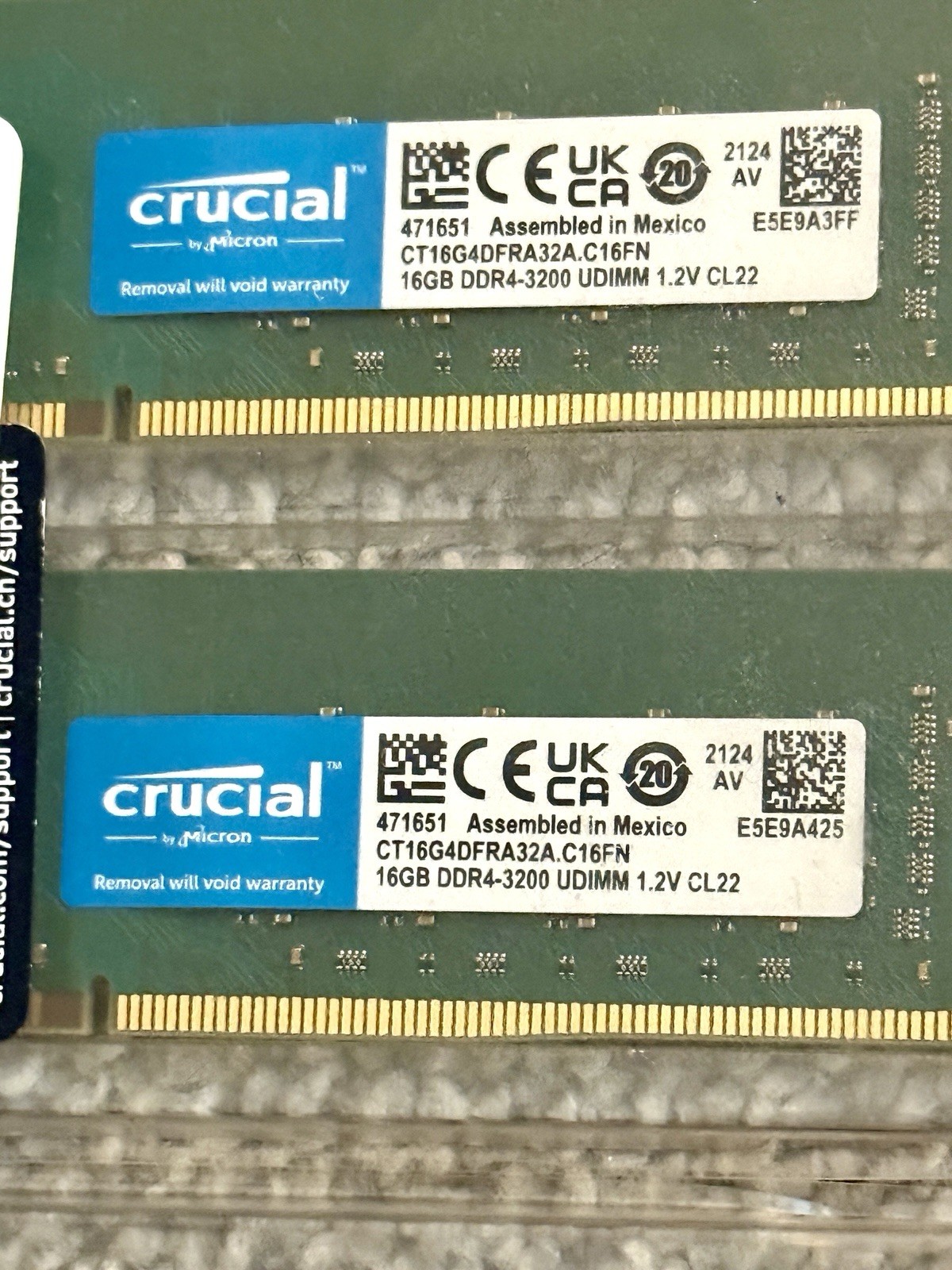 Crucial 32gb Kit 16GBx2 DDR4 3200 – UNUSED OPEN BOX! ct2k16g4dfra32