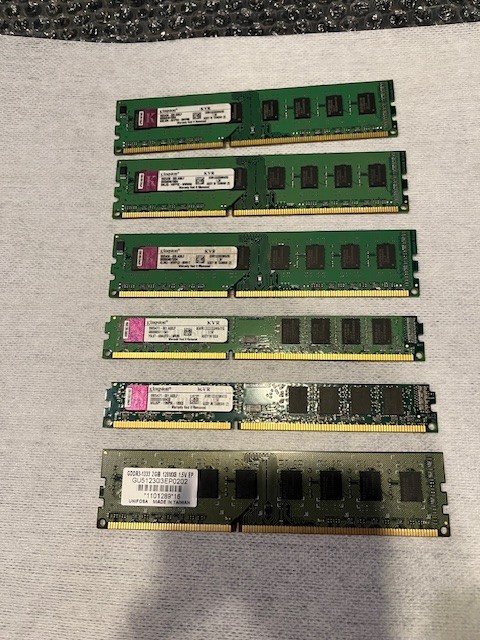 Desktop RAM 2GB Assorted PC3-10600 1333mhz DDR3 2G each Lot of 6 12G Total