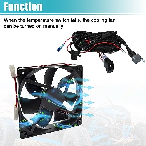 Radiator Fan Connector Switch Kit with Relay LED Rocker Switch Cooling Wiring