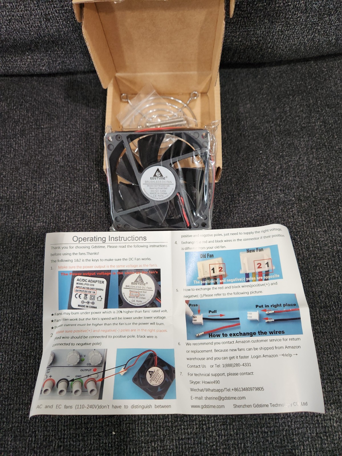 GDSTIME 80mm Brushless DC Cooling Fan 12V 0.35A Dual Ball Bearing GDT8025S12B
