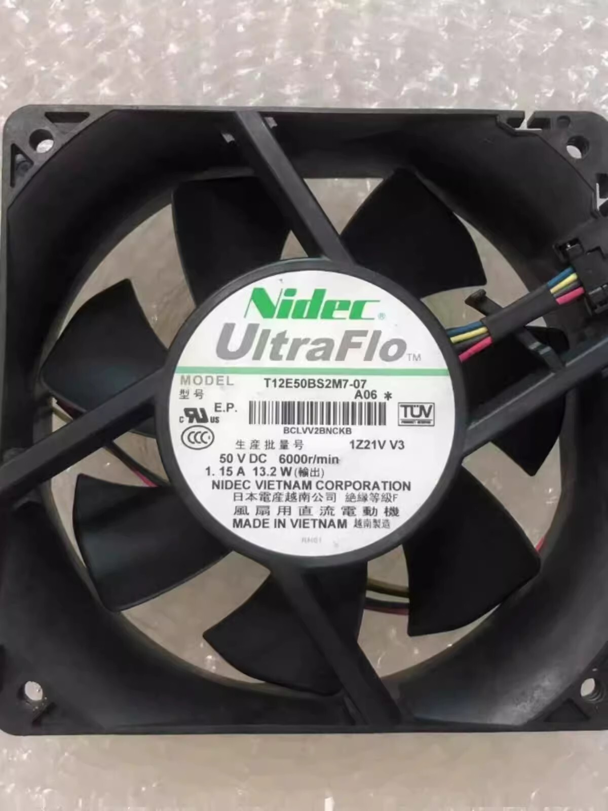 Nidec T12E50BS2M7-07 12038 DC50V 1.15A 13.2W 12CM 4-Wire Cooling Fan