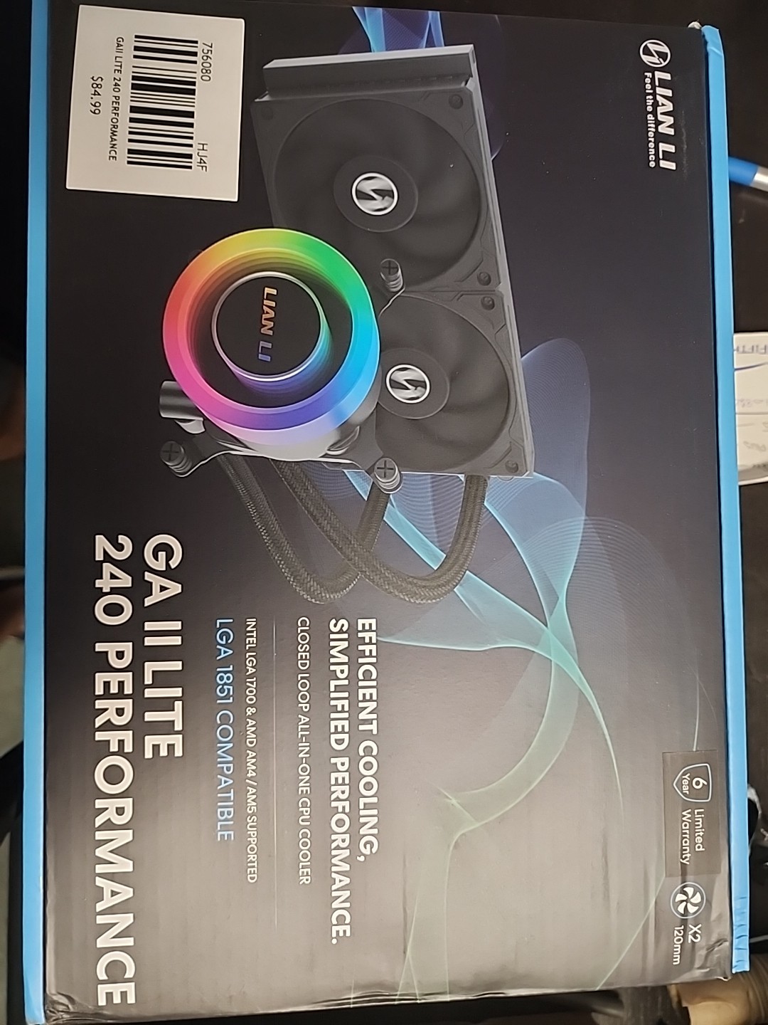 Lian-Li Galahad II Lite 240mm Perfomance All-in-One CPU Liquid Cooler, Black