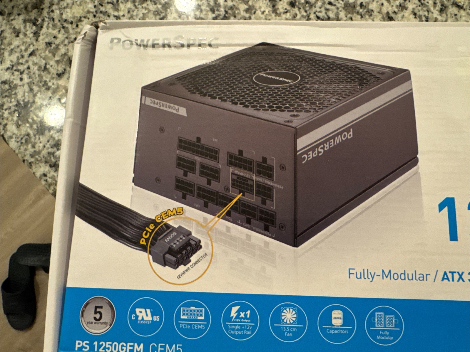 PowerSpec 1250W Fully Modular ATX 80 PLUS Gold Power Supply PS1250GFM PS1050GFM