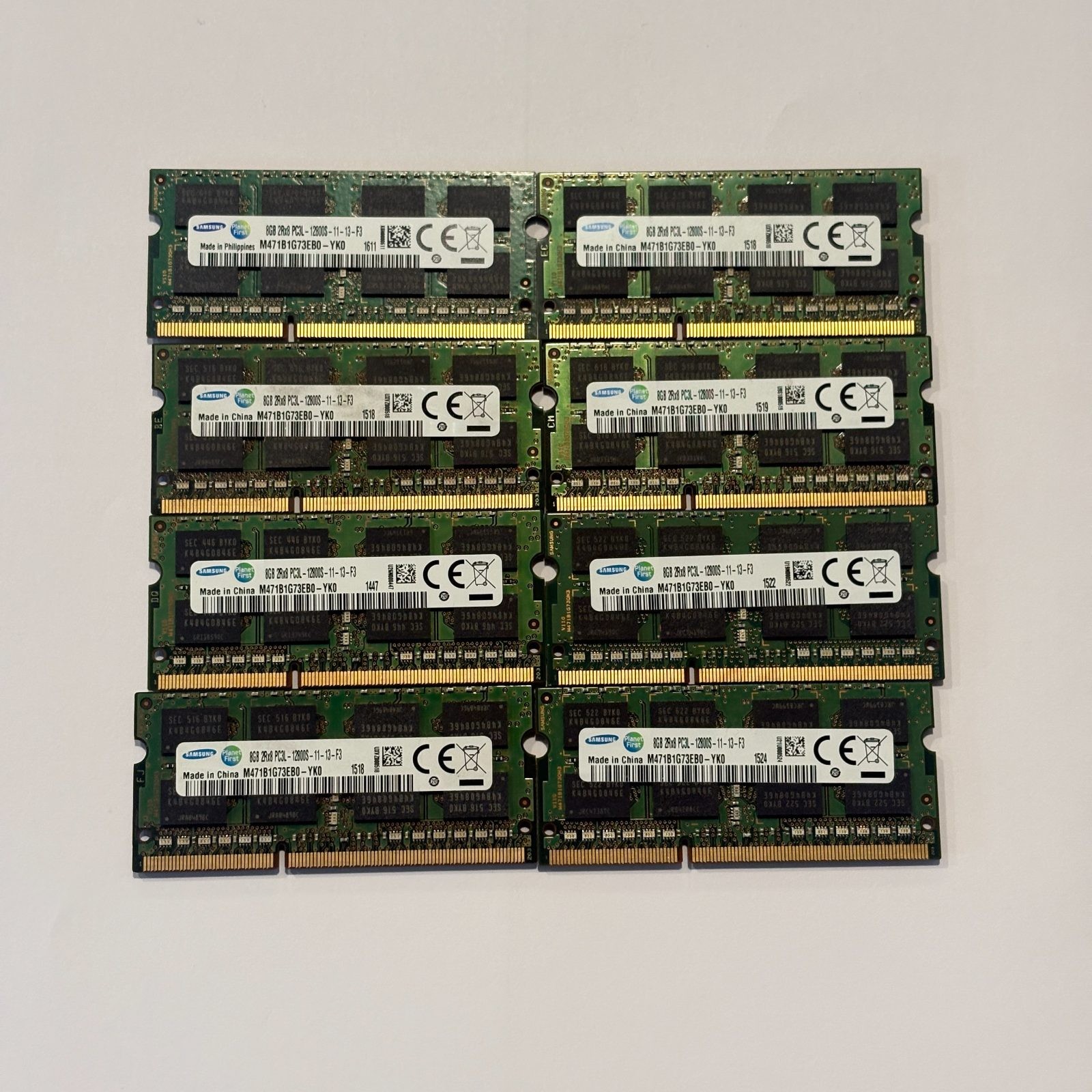 Samsung 64GB 8x8GB DDR3L-1600 PC3L-12800S SO-DIMM RAM M471B1G73EB0