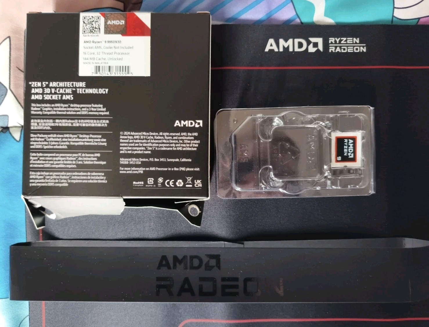BOX ONLY- No CPU- Box for AMD Ryzen 9 9950X3D AM5 Zen ×AMD RADEON MOUSEPAD RARE
