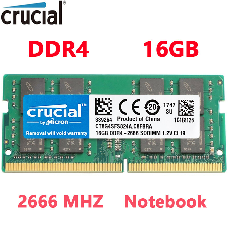 Crucial DDR4 16GB 1X16 2666 PC4-21300 Laptop 260-Pin SODIMM Notebook Memory RAM