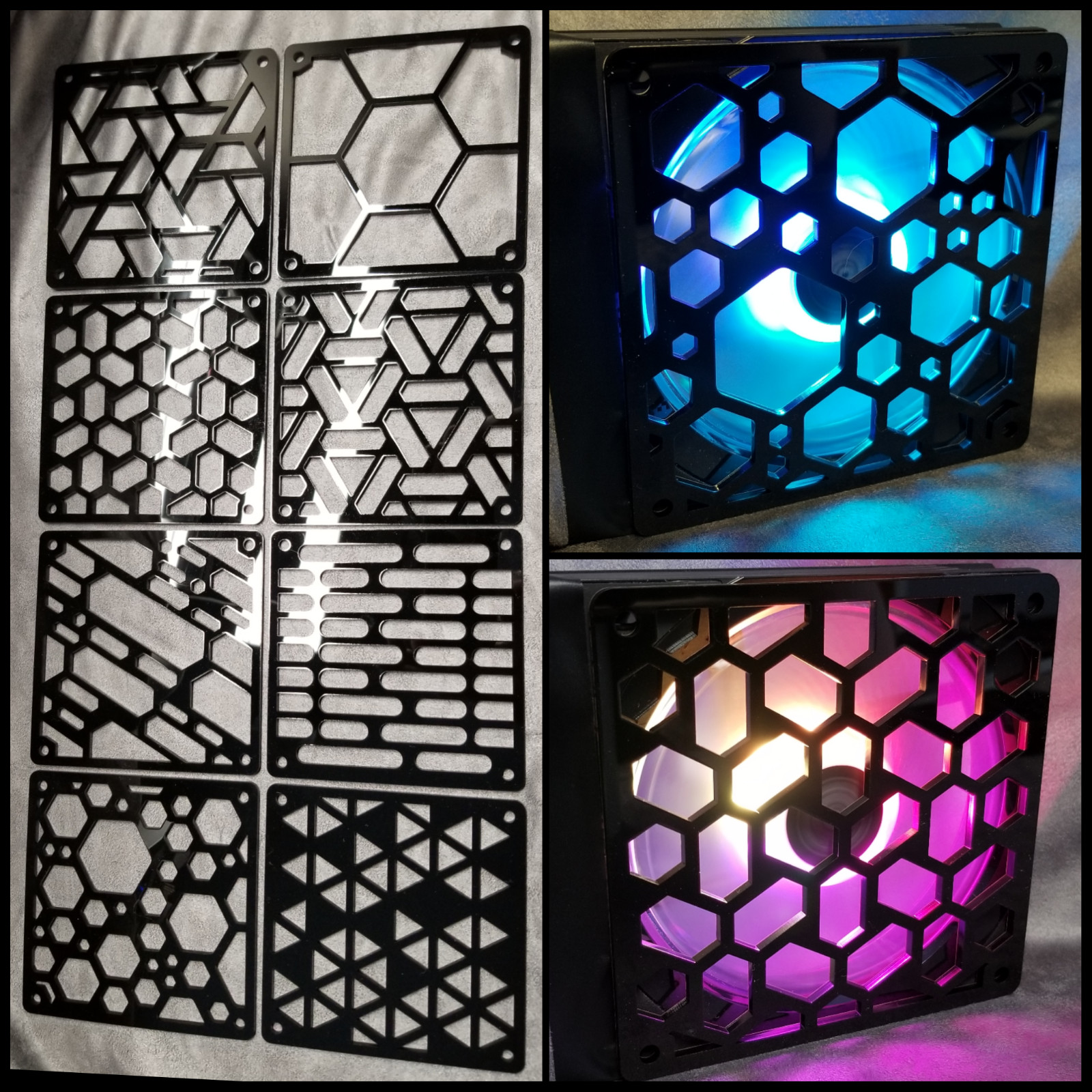 Computer Fan Grill 120mm x 120mm Black Lasercut Acrylic Custom Pc Modding