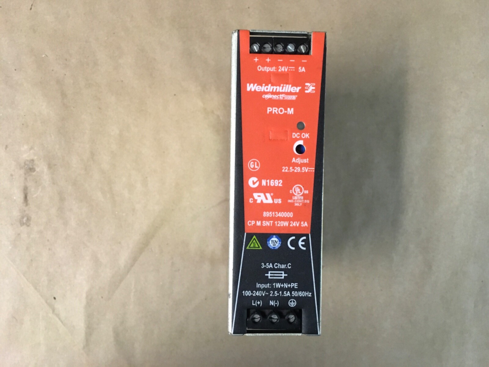 WEIDMULLER 8951340000 POWER SUPPLY 100-240V 2.5-1.5A 50/60HZ (KB)