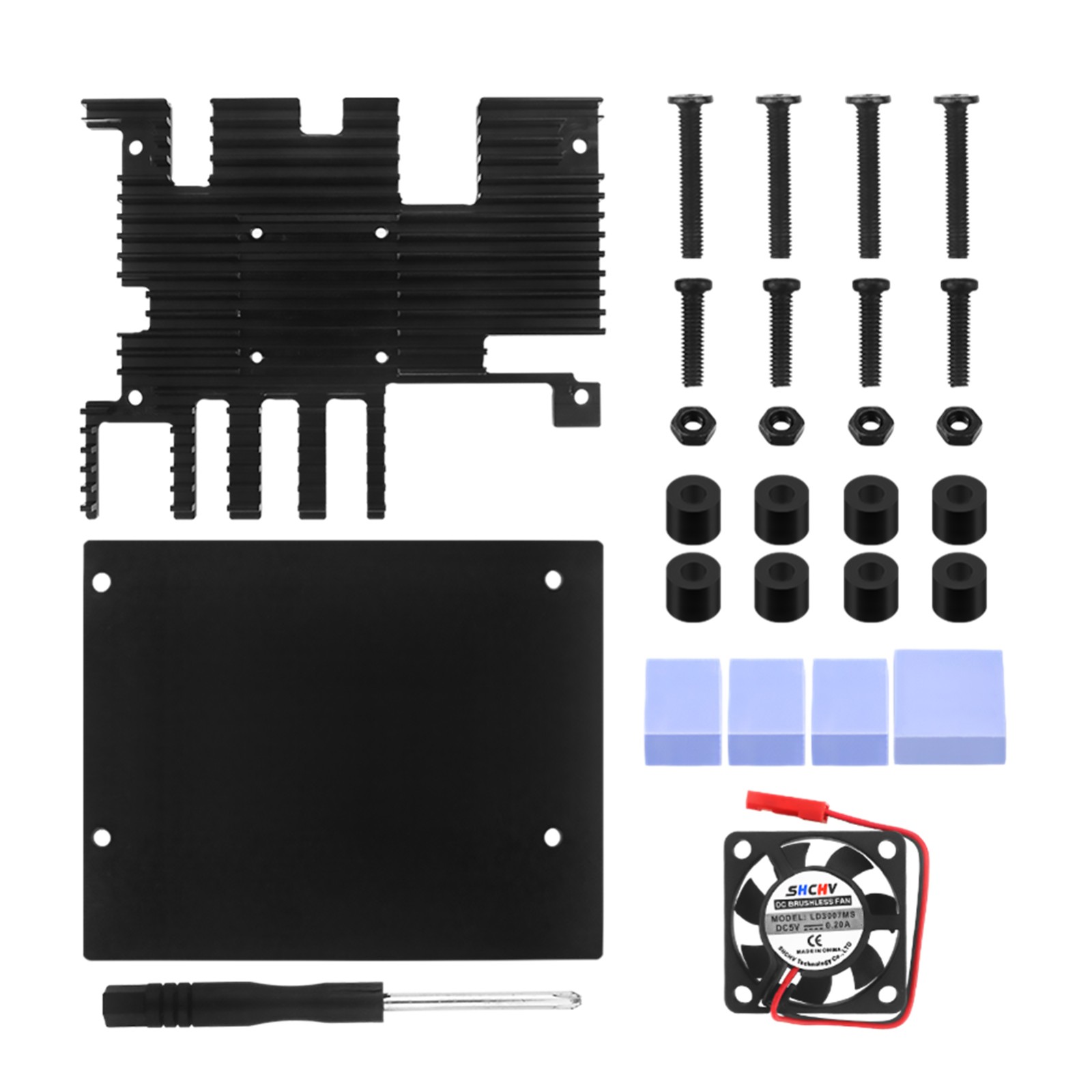 Housing Case+Cooling Fan Active Passive Radiator/Heatsink For Orange Pi 5 Plus A