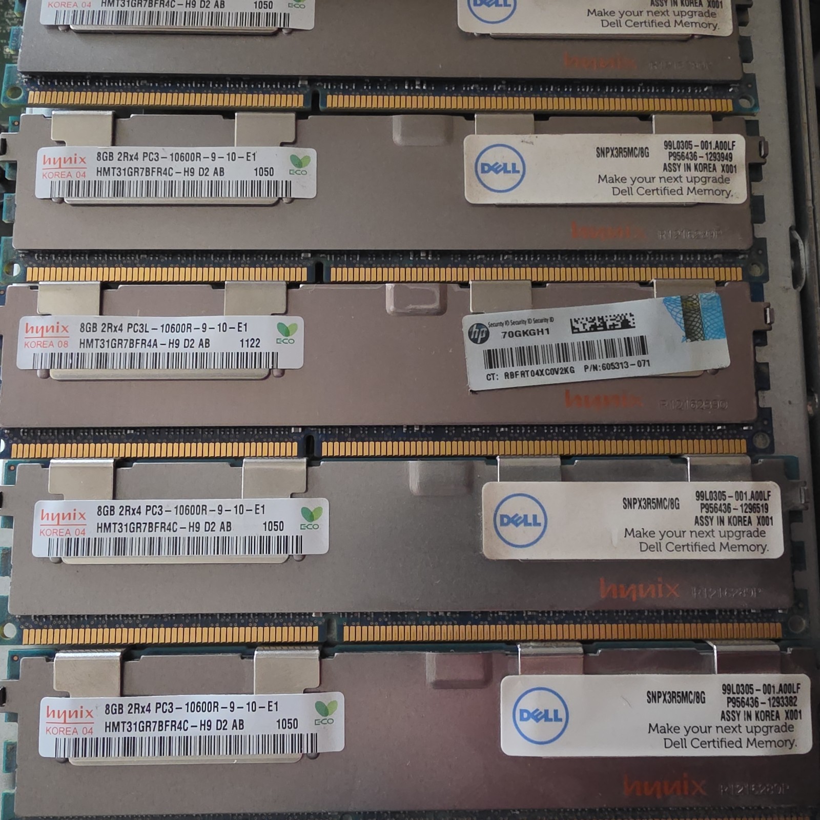 A3078601 SNPX3R5MC/8G Memory DDR3 PC3-10600 ECC REG Dell x8 pieces 64GB total