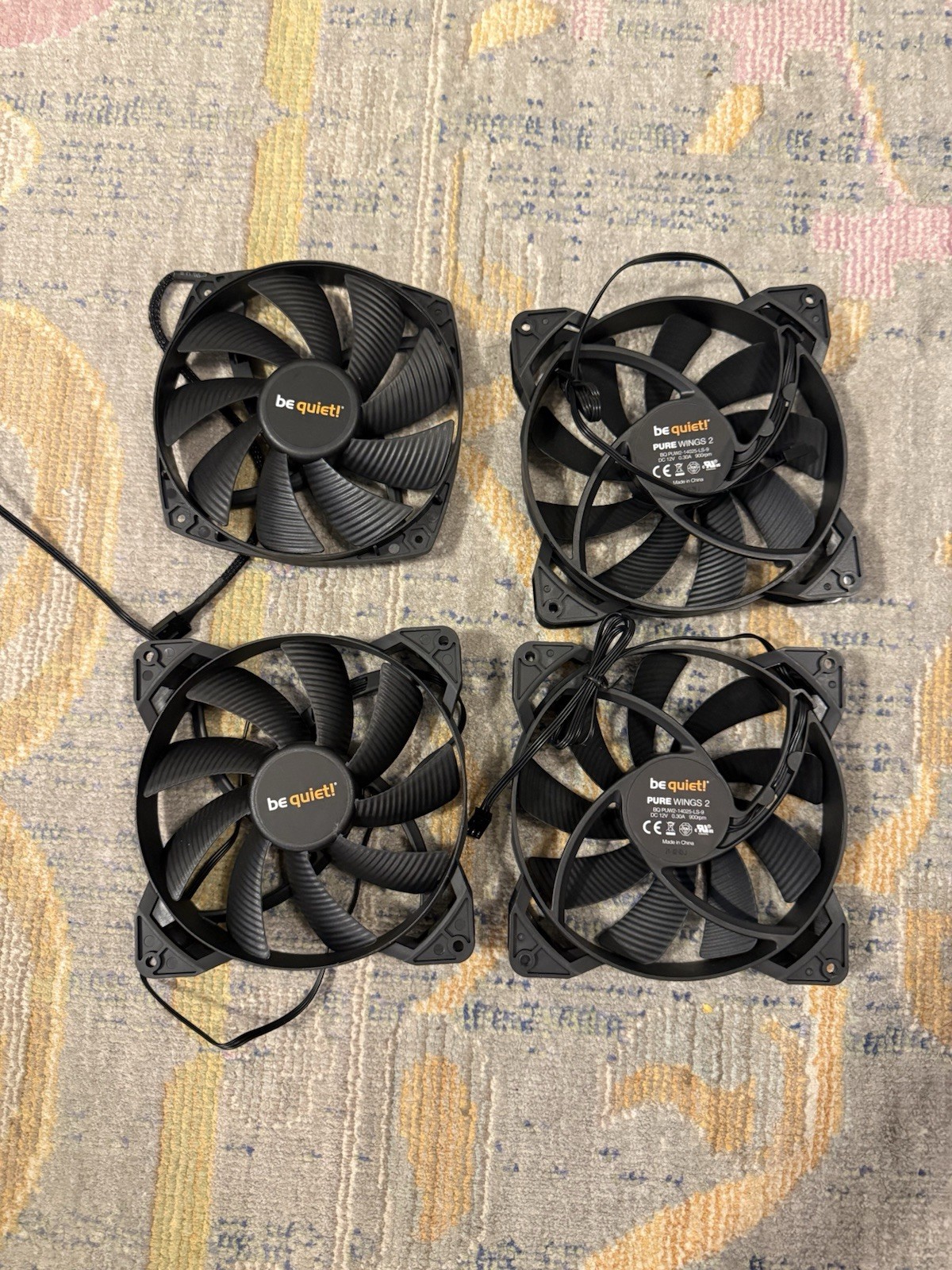 Lot of 4 Pure Wings 2 140mm Case Fan Lot 4 3-Pin 900rpm 61.2 CFM Black