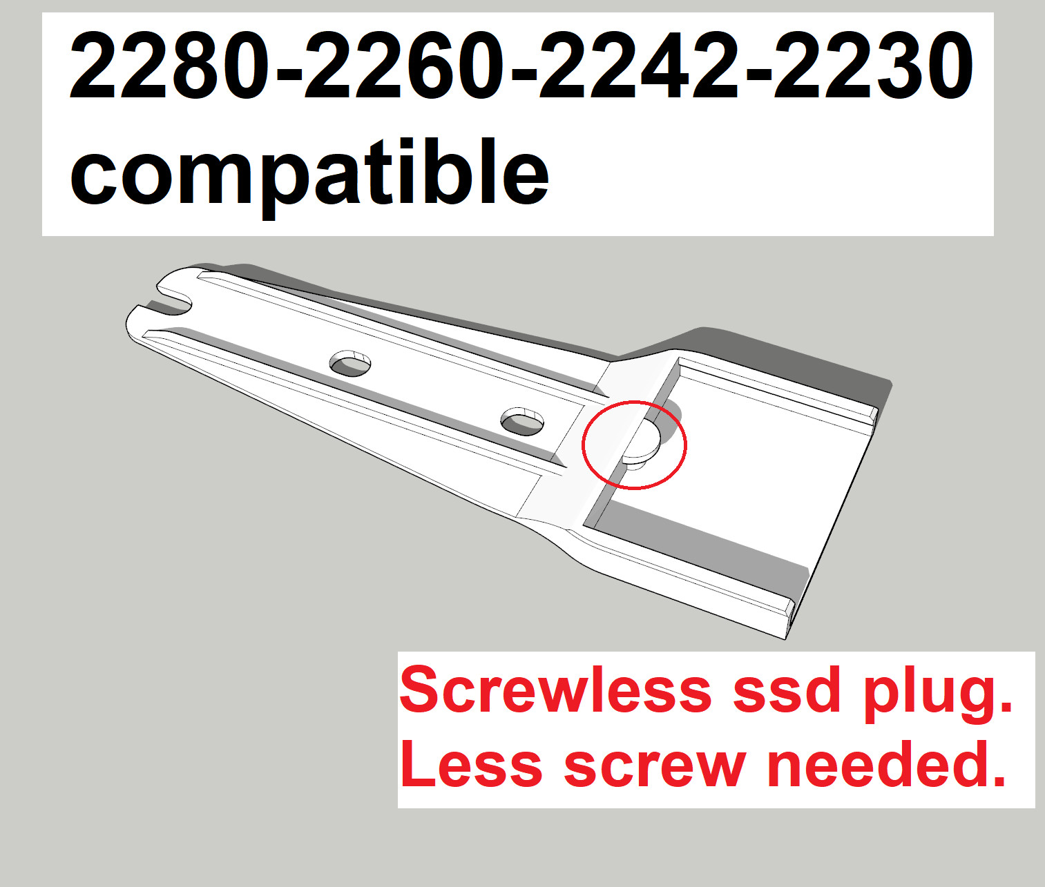 2230 to 2280/2242/2260 SSD Bracket, Heat Resistant 3D Printed PETG