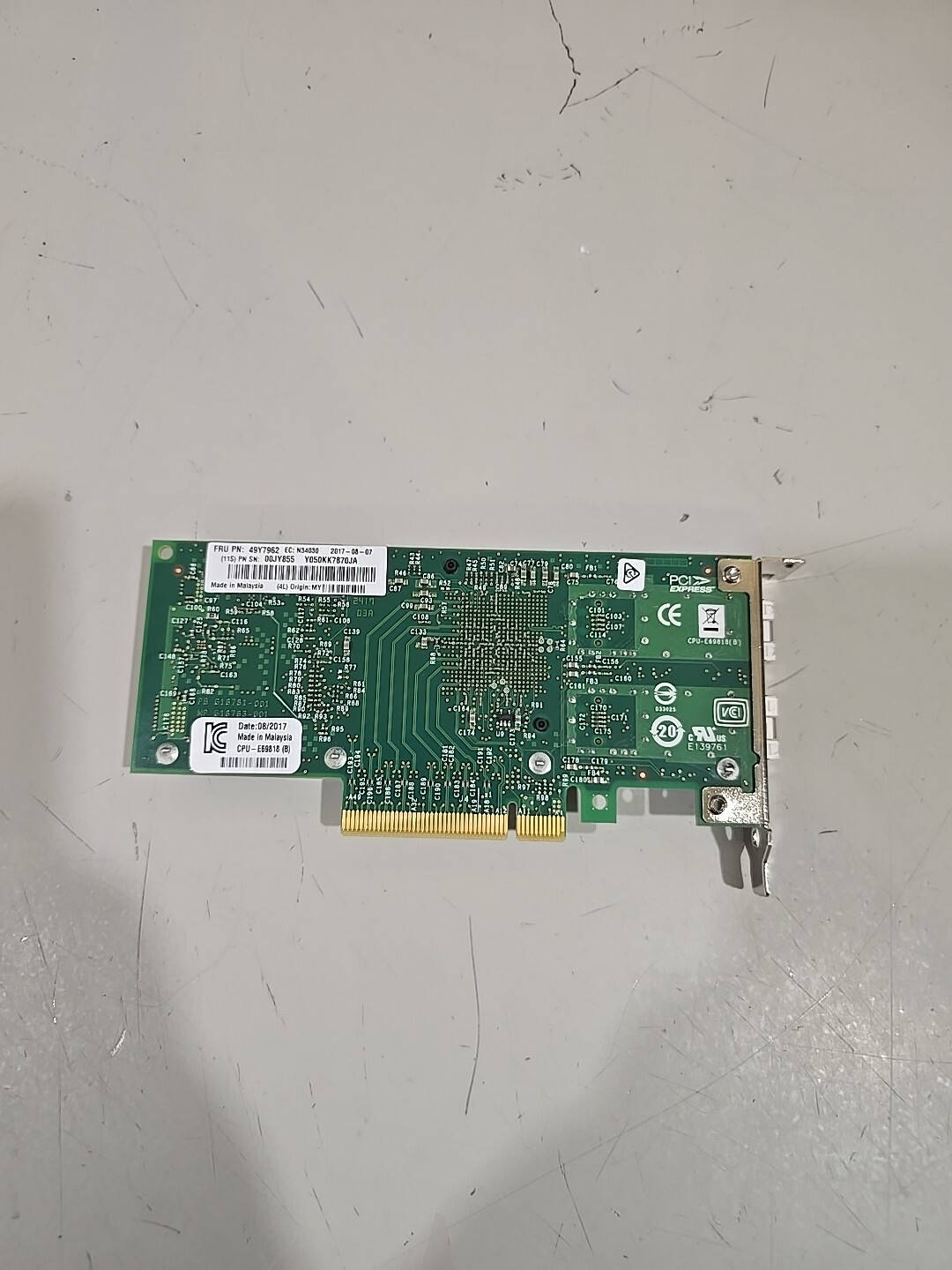 Intel X520-DA2 PCIe CNA Adapter 10 Gbps Dual Port E10G42BTDA 49Y7962 Short