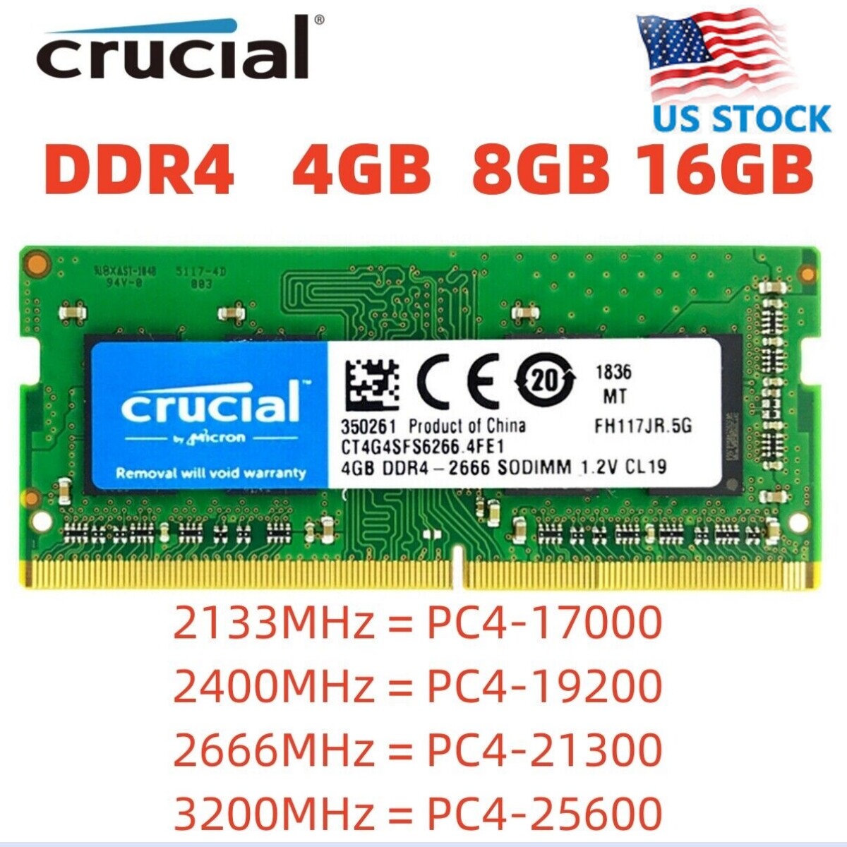 Crucial DDR4 4GB 8GB 16GB 3200 2400 2666 memory SO-DIMM Laptop RAM Notebook RAM
