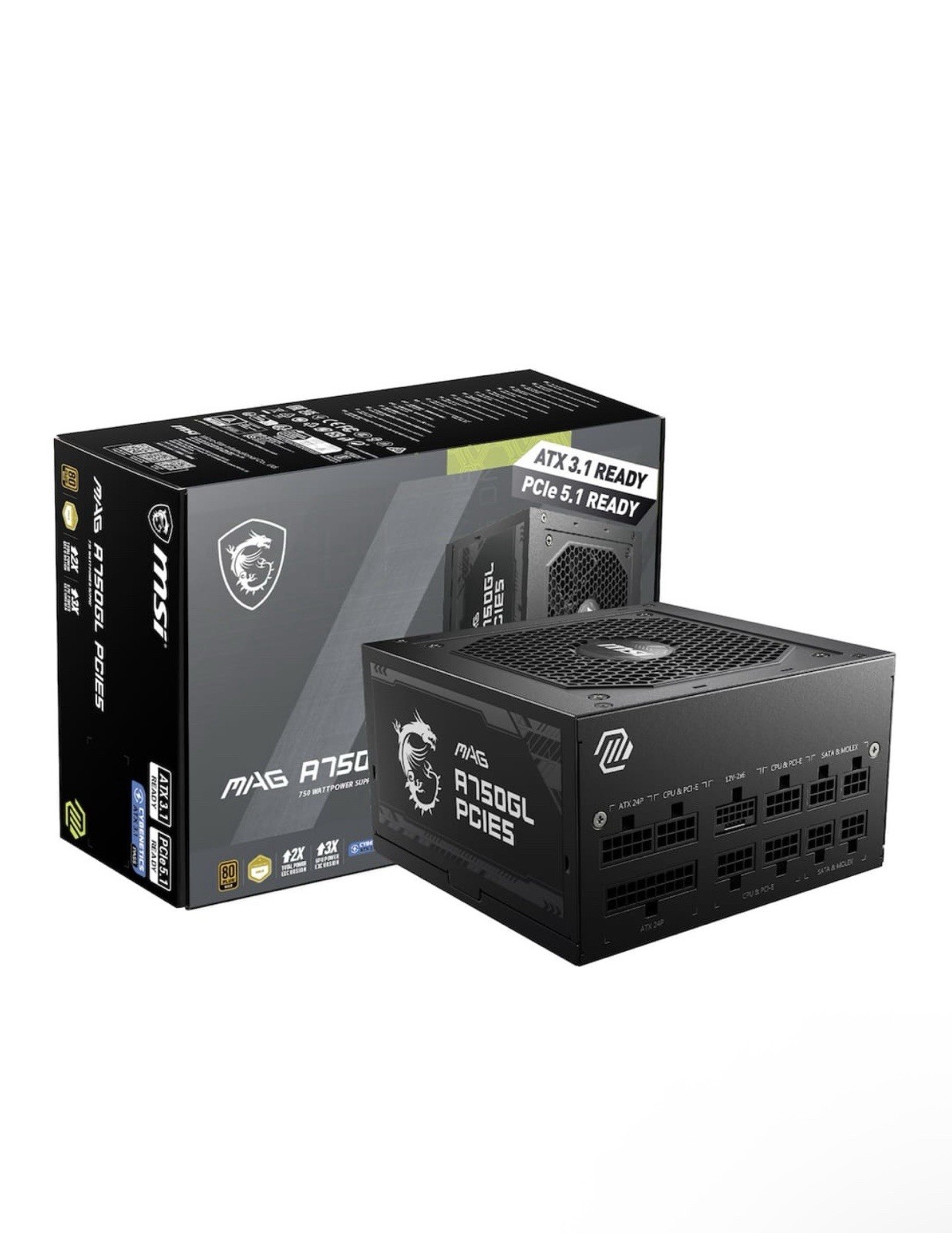 MSI – MAG A750GL PCIE5, Fully Modular Compact 750W Power Supply – NEW SEALED