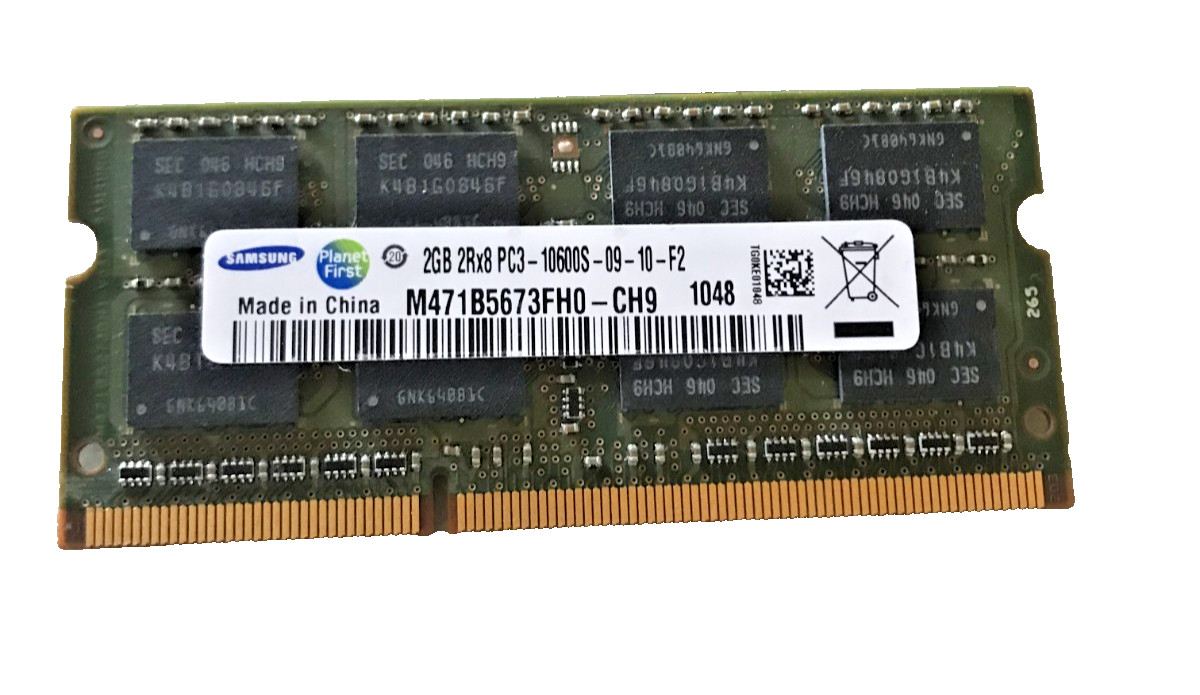 Samsung 2GB 2Rx8 PC3-10600S DDR3-1333MHz Laptop Memory M471B5673FH0-CH9