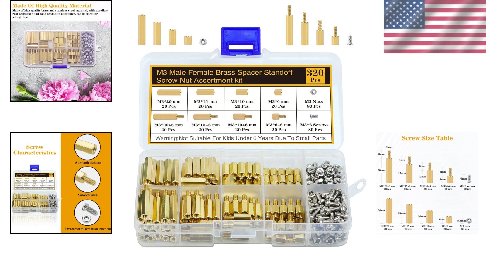 320PCs Brass Standoffs & Screws Kit for DIY Computer Build
