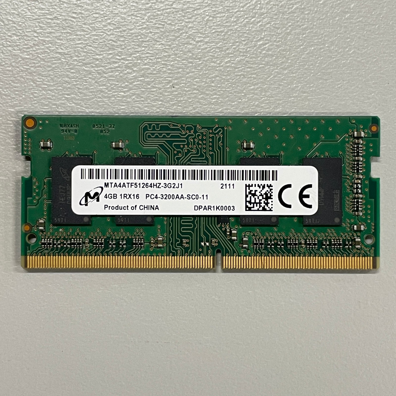 Micron 4GB DDR4 RAM PC4-25600 3200MHz non-ECC CL22 SoDIMM MTA4ATF51264HZ-3G2J1