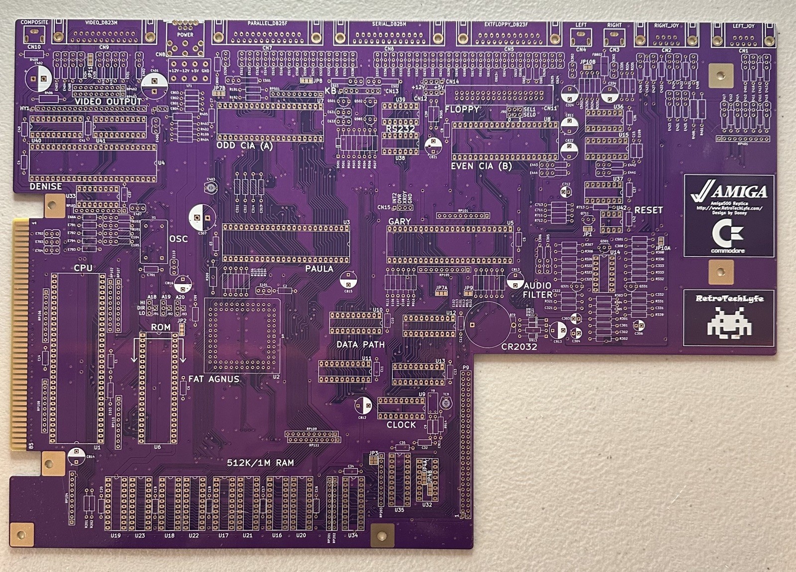 Commodore Amiga 500 PCB Motherboard Replacement Board for Retro Homebrew Build