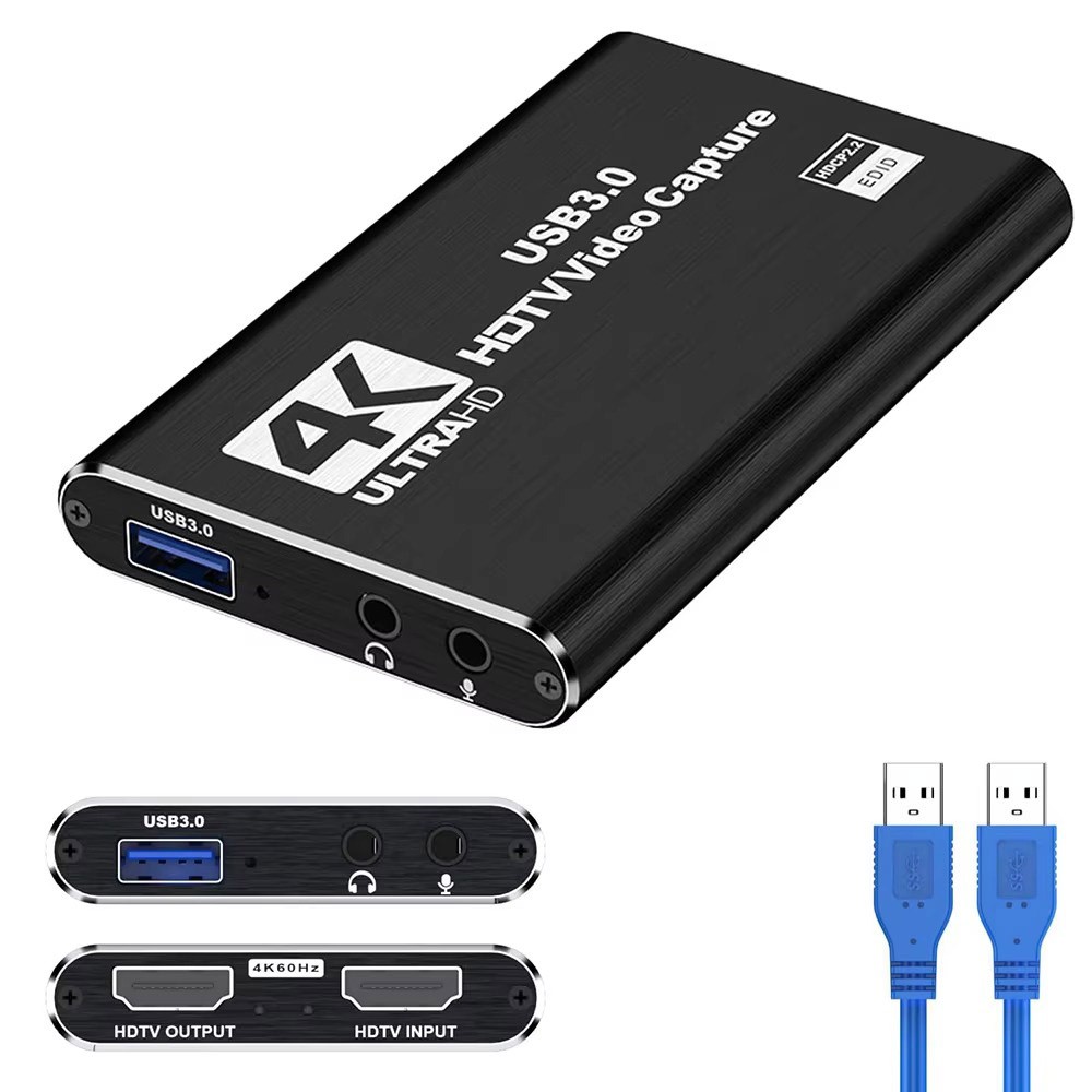 4K HDMI Capture Card for Streaming, Full HD 1080P 60FPS USB Cam Link Game Audio