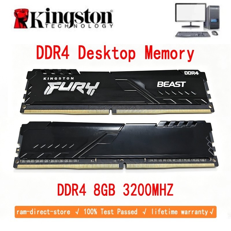 Kingston Fury Beast 8GB DDR4 3200MHz 1.35V CL16 Desktop Memory RAM KF432C16BB/8