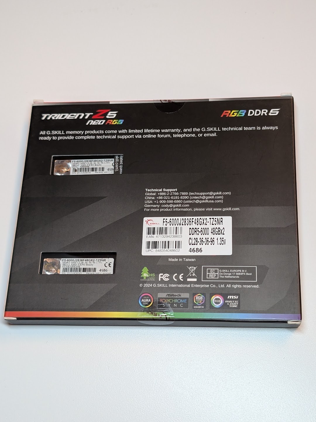 G.Skill Trident Z5 Neo RGB 96GB 2x48GB DDR5 6000 CL28 EXPO Desktop RAM