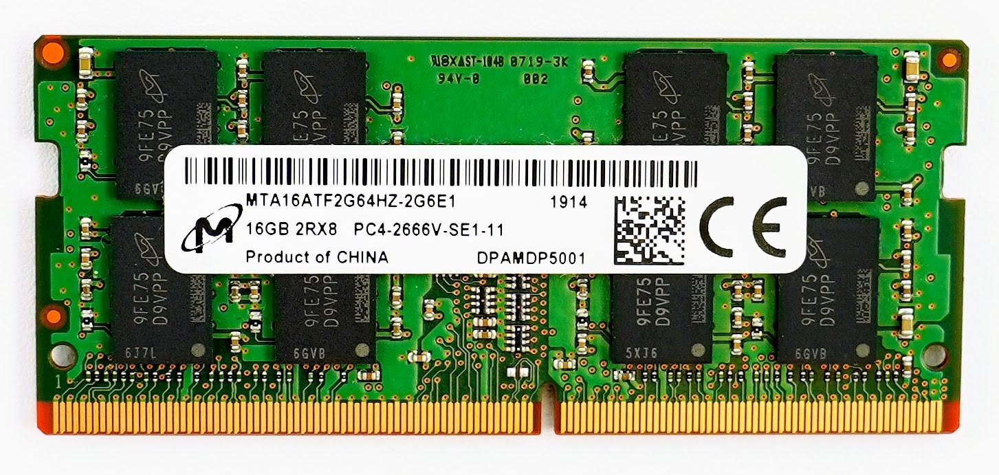 Micron 16GB DDR4 2666MHz SODIMM PC4-21300 2Rx8 Laptop RAM – MTA16ATF2G64HZ